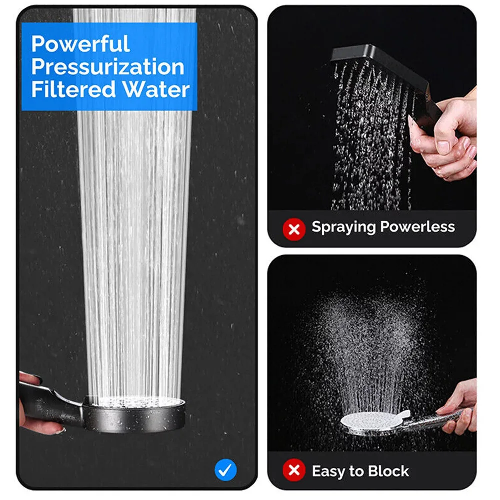 Brand New High Quality Shower Head Handset Adjustable Bathroom Hand Hold High Pressure Rain Bath Replacement Round