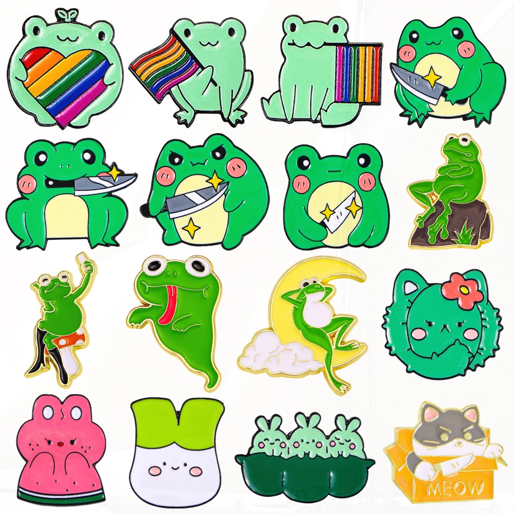 Rainbow Animal Rabbit Moon Box Cat Metal badge lapel Pins Fashion Backpack Accessories J Cute Cartoon Frog Enamel Pin Creative