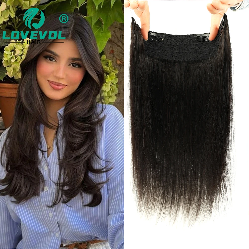 

80G 100G Invisible Clip in Hair Extensions Human Hair One Piece Brazilian Hair 4 Clips Fish Wire Line Remy Hairpiece Fine Hair