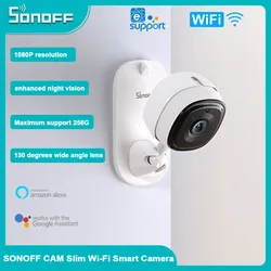 SONOFF CAM Slim Wi-Fi inteligentna kamera bezpieczeństwa 1080P dwukierunkowy nadzór Audio automatyczne śledzenie Monitor dla zwierząt domowych praca z Alexa