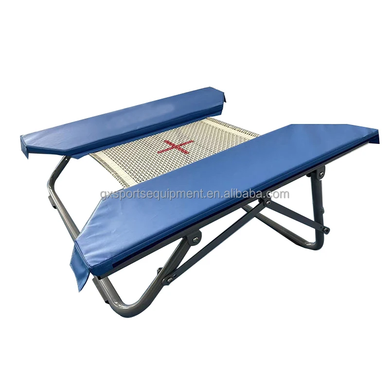 Factory direct sales gymnastics equipment stunt trampoline double foldable steel trampoline 140x130 cm