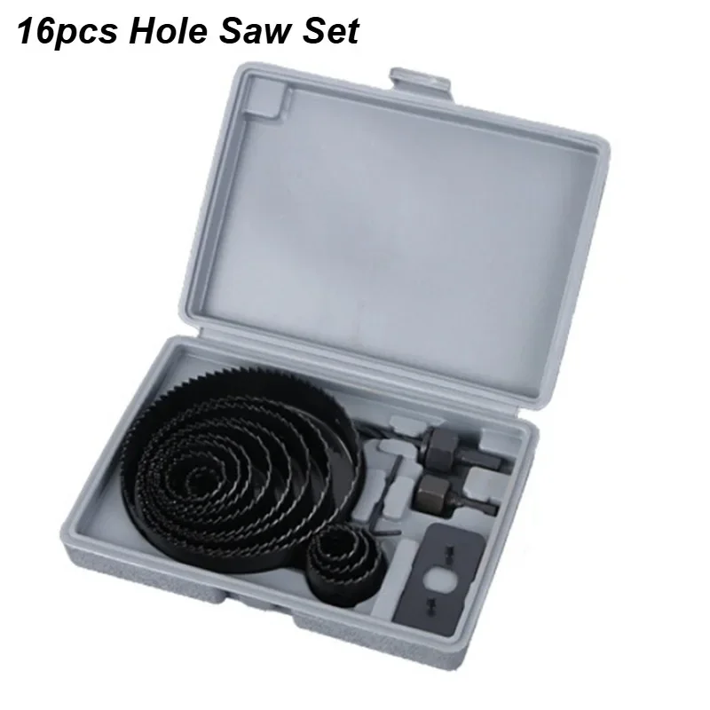 16pcs Hole Saw Set 19-127mm for Drywall, Wood, PVC, Density Board, Metal Cup Drill Woodworking Tools​