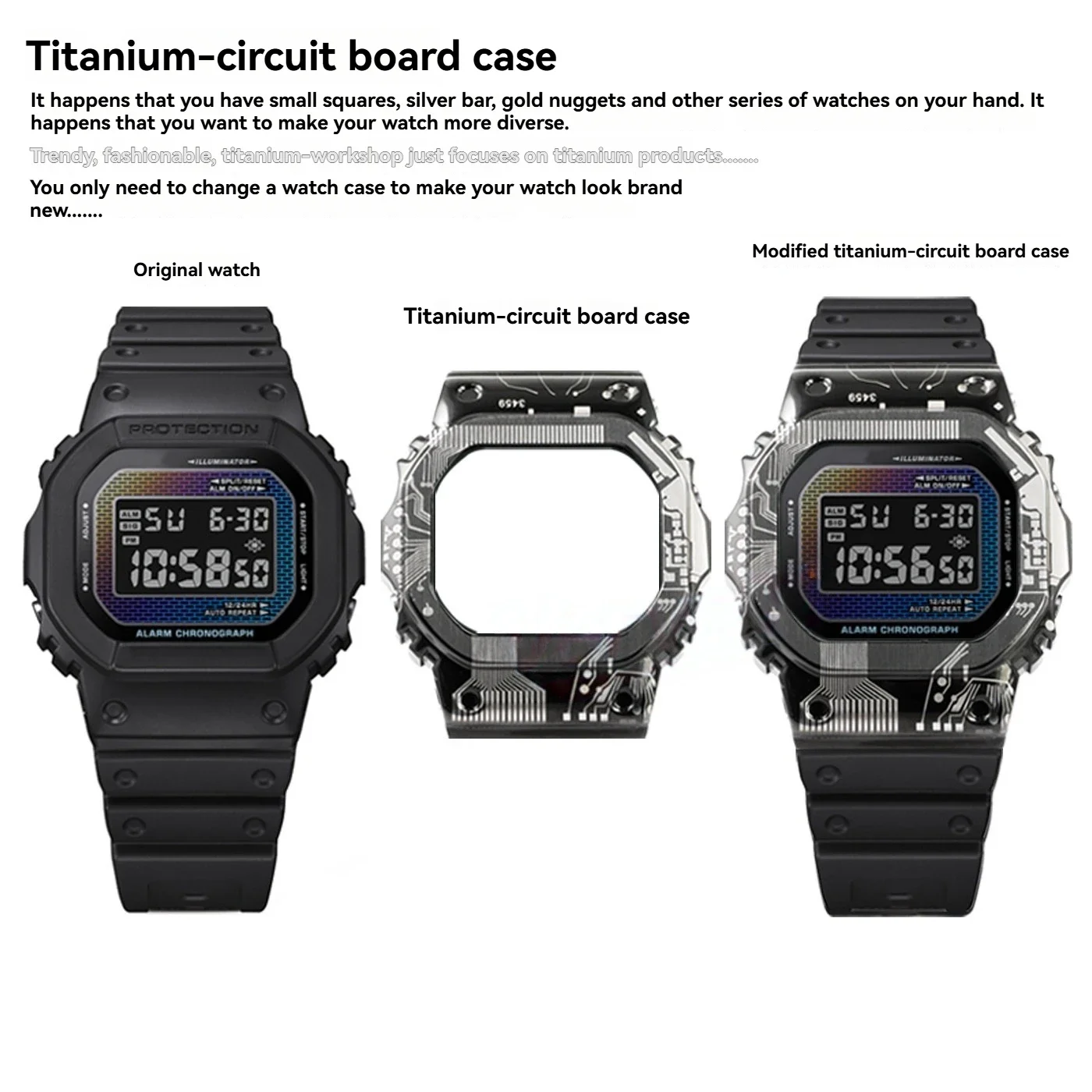 Titanium alloy Case watchband Mod Kit For Casio DW-5600 GW-B5600 GW-M5610 stainless steel Metal Bezel +Strap watch accessories