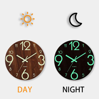 1PC 12inch Luminous Wall Clock Frameless Digital Clock Wall Mute Clock for Living Room Bedroom Wall Decor With Night Light