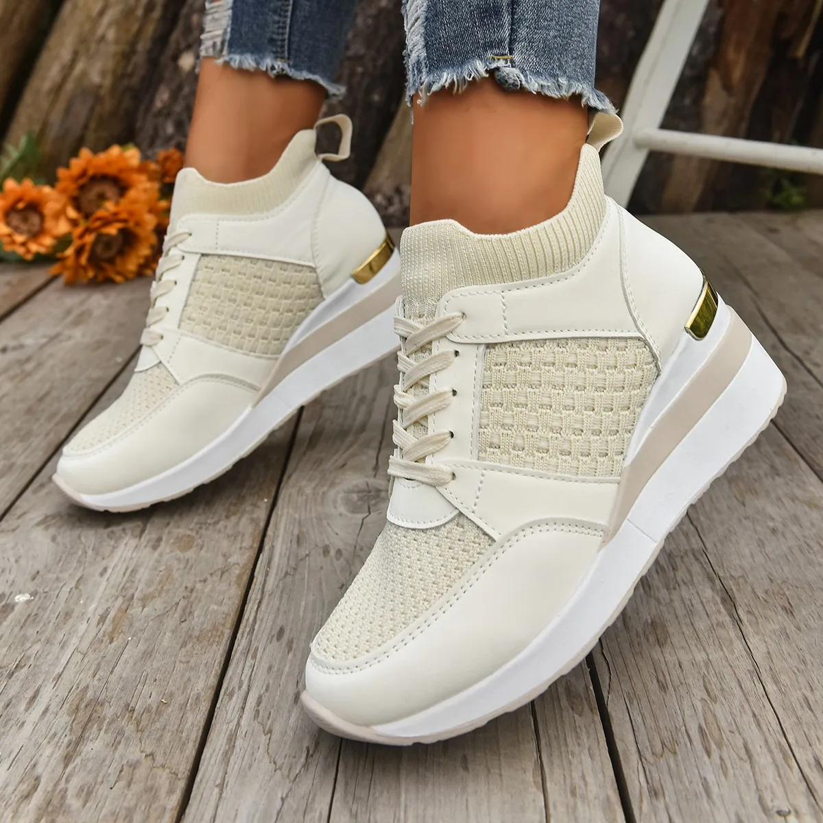 Women Mesh Breathable Casual Shoes Woman Lace-up Vulcanized Shoes Ladies Platform Sneakers Female Shoes Zapatos De Mujer