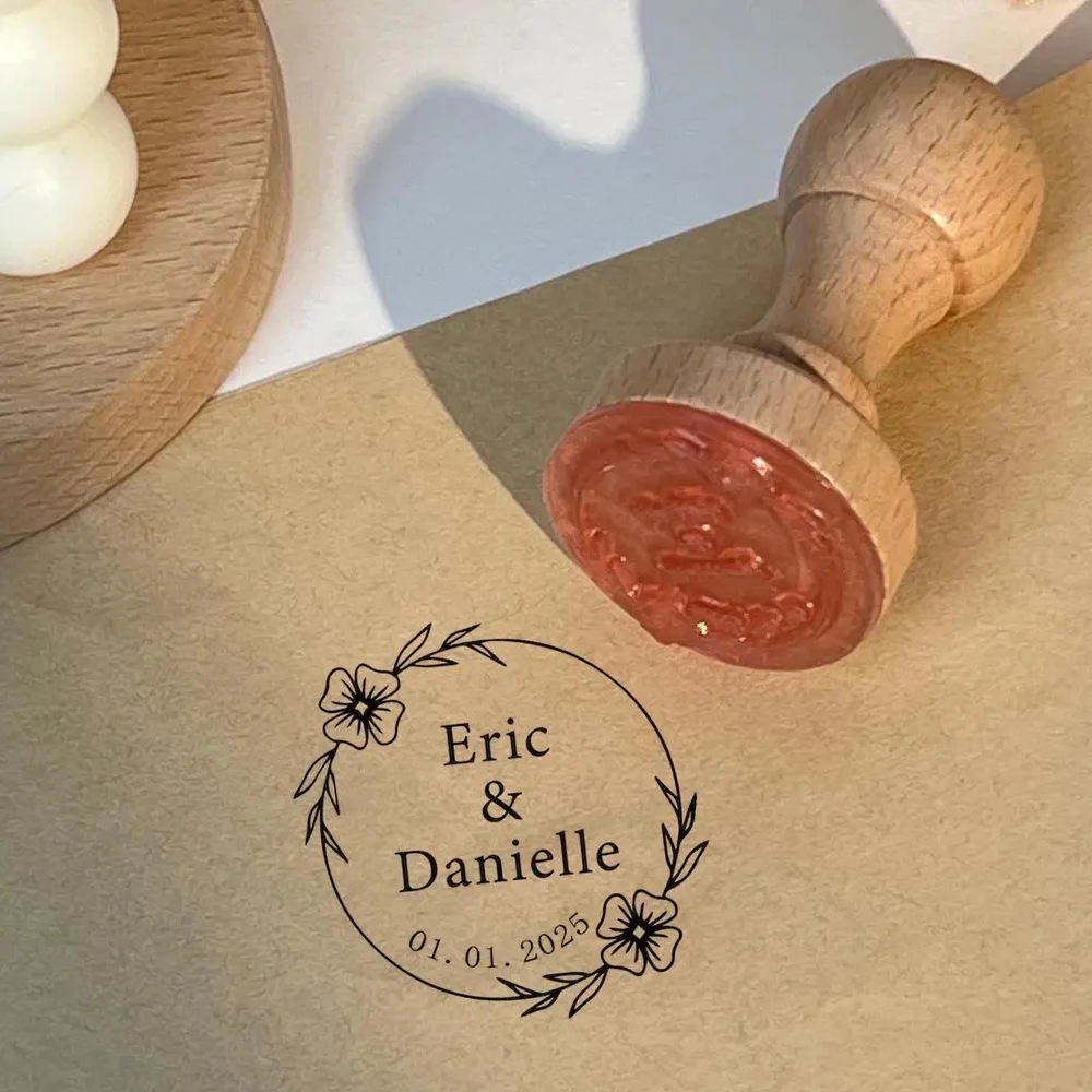 Custom Wooden Stamp Seal Personalized Logo Wedding Party Packaging Stamp Company Address&Name Self Inking Rubber Stamp for Bag