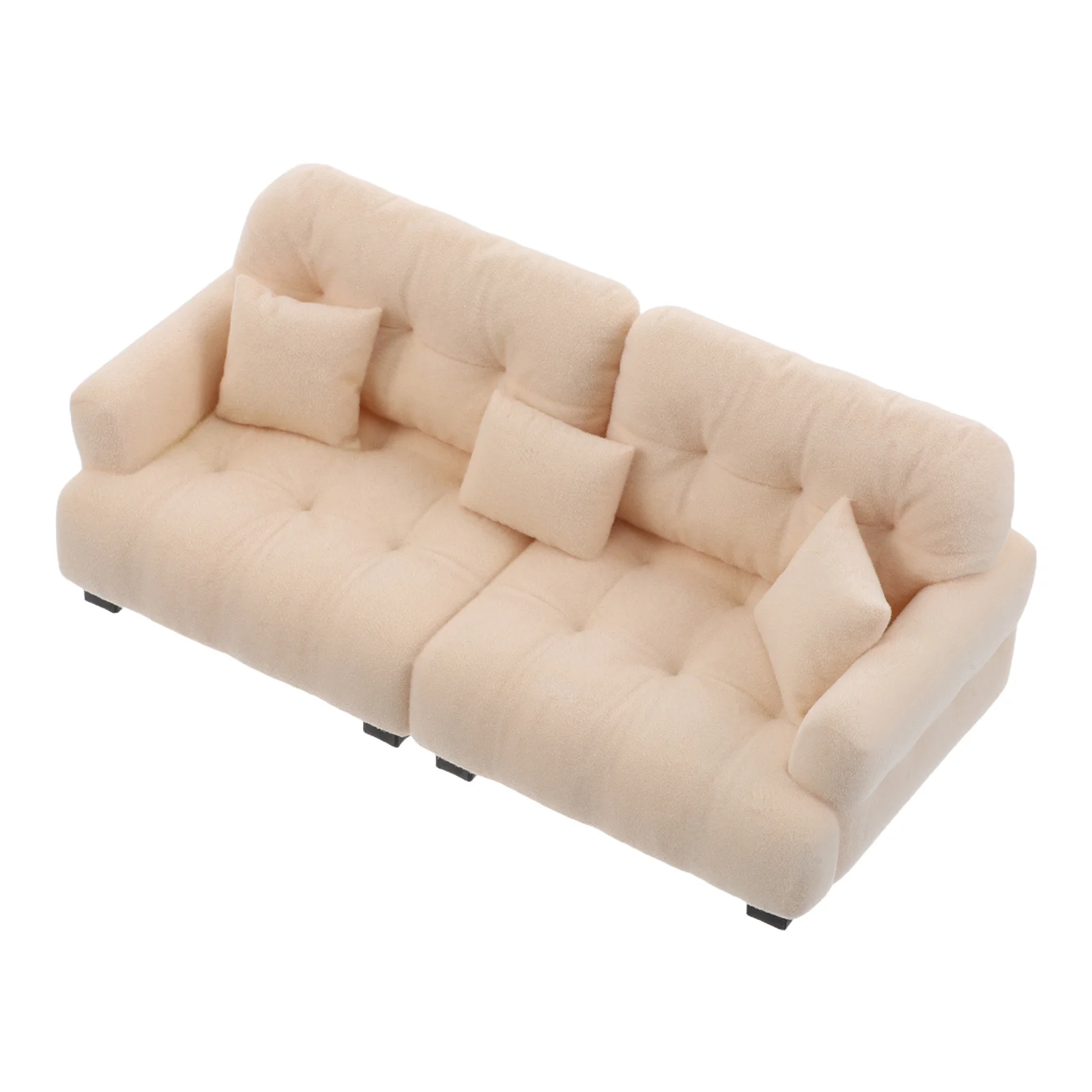 Miniatur-Sofa, cremig, 1:25, moderne kleine Möbel, Puppenhaus-Sofa, Wohnzimmer-Accessoires, Möbel, Puppenhaus-Dekoration