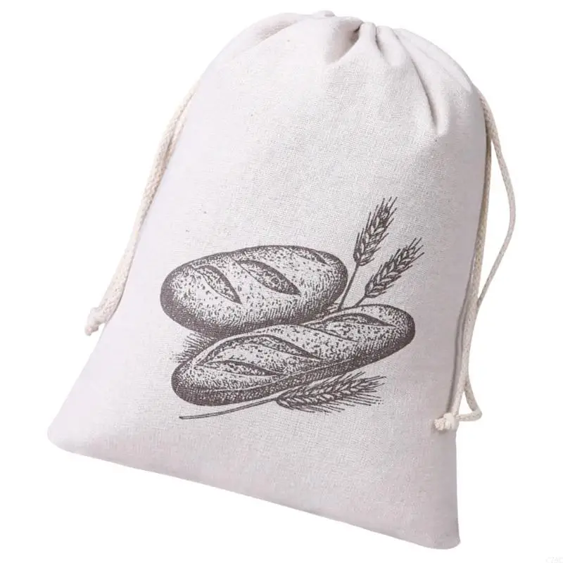 Cotton Bread Storage Bag TPU Lined Interior and Drawstring Design Reusable Alternative To Plastic Bags Kitchen C7AC
