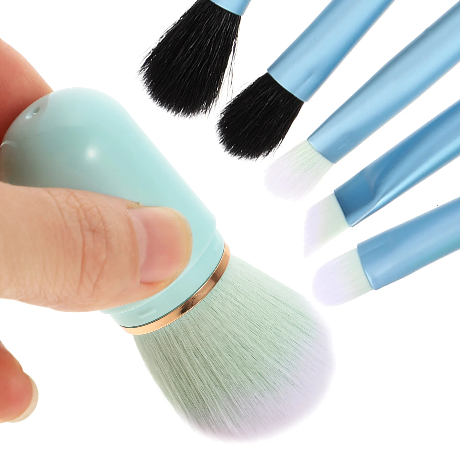 1세트 전문가용 브러쉬 세트 거울 포함 휴대용 여행용 메이크업 브러쉬 얼굴 블러쉬 아이섀도우 부드러운 손잡이 뷰티