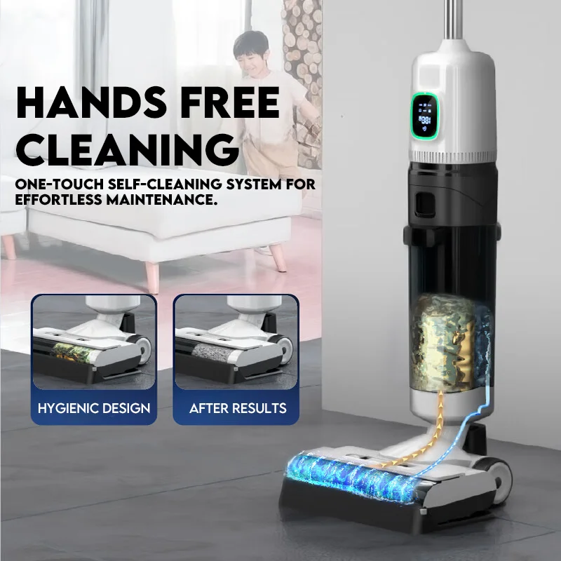 Самоочищающийся беспроводной пылесос для влажной и сухой уборки, бытовой напольный пылесос с мойкой воды, универсальная функция для влажной и сухой уборки