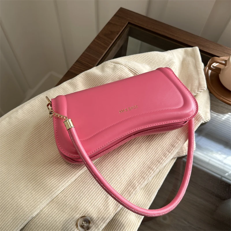 Ladies Shoulder Crossbody Bags PU Leather Women Underarm Bags Solid Color Small Top-handle Bags Purse Female Daily Handbags