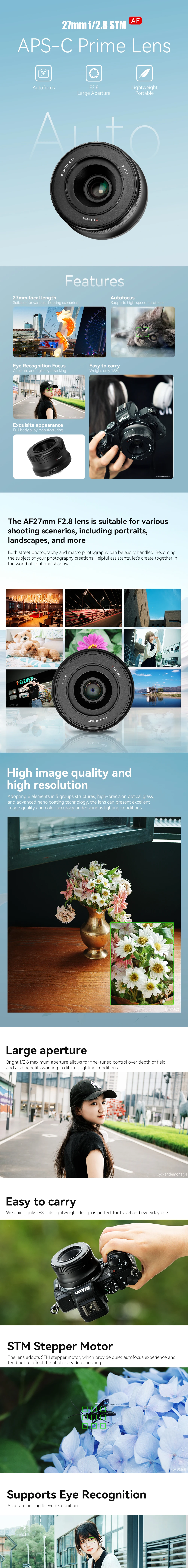 7artisans AF 27mm F2.8 APS-C Autofokus STM Großblenden-Objektiv für Sony E A6700 A6600 Zve10 A7m4 Nikon Z Z50 ZFC Z30 Z5 Z6 – Detail 2