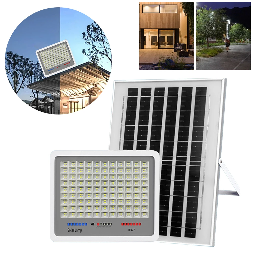 

Solar Powered LED Street Light IP67 Waterproof LED Flood Light Multi Modes Outdoor Wall Lamp Remote Control for Garden Courtyard