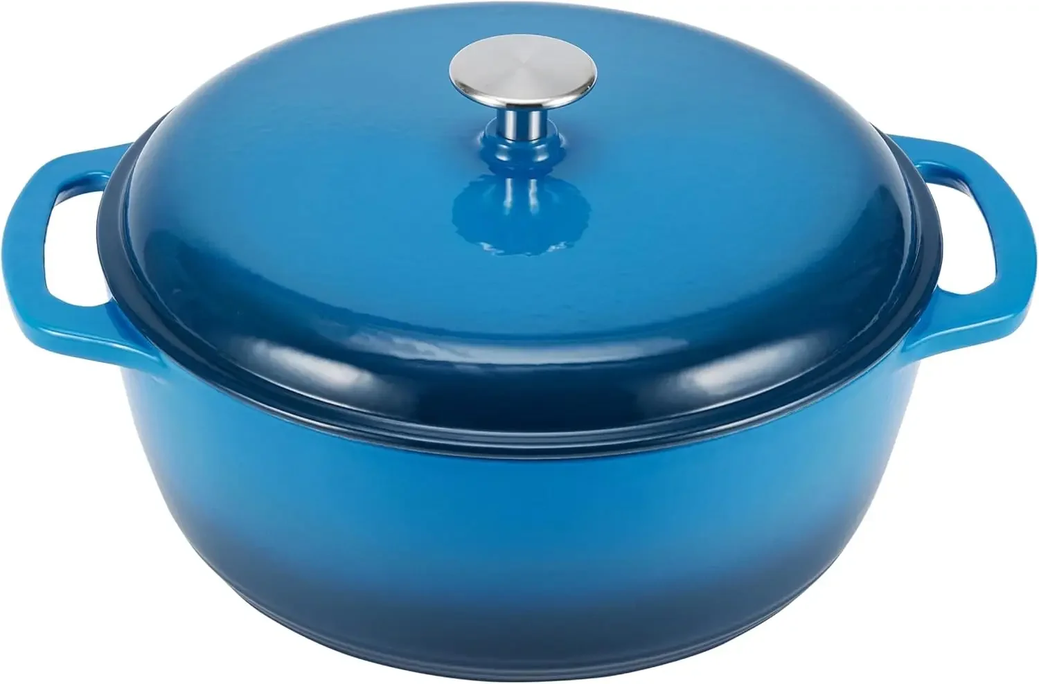 Enameled Cast Iron Round Dutch Oven with Lid and Dual Handles, Heavy-Duty, 6-Quart, Blue