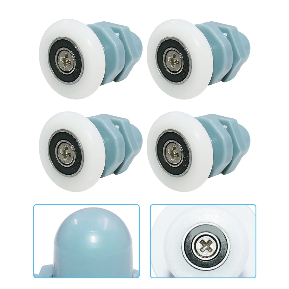 4pcs/lot 25mm/27mm Single Straight Plastic Shower Door Pulley Rollers Runners Wheels Bearing For Sliding Shower Cabin Room