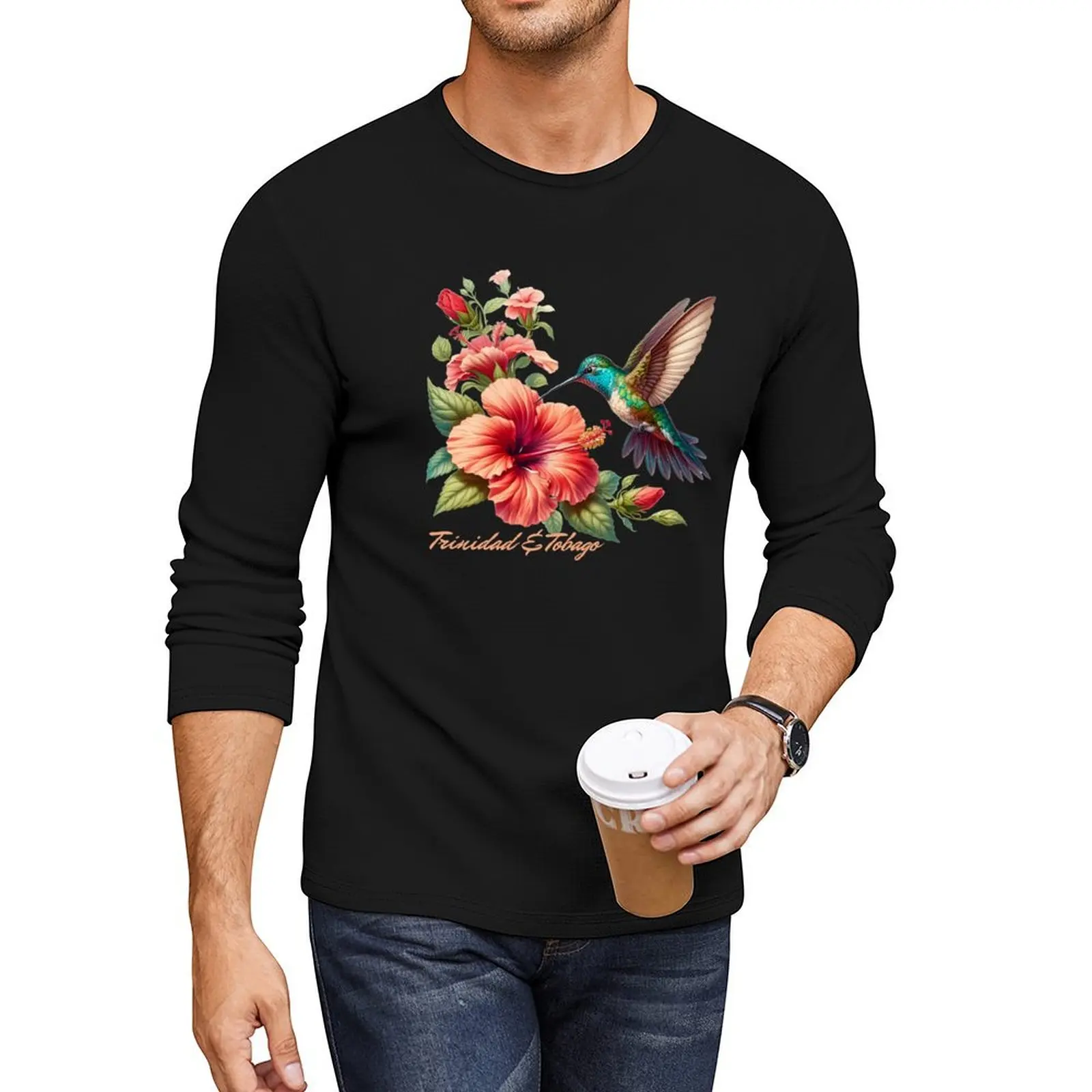 Trinidad & Tobago Humming Bird - Long T-Shirt Blouse mens graphic t-shirts anime