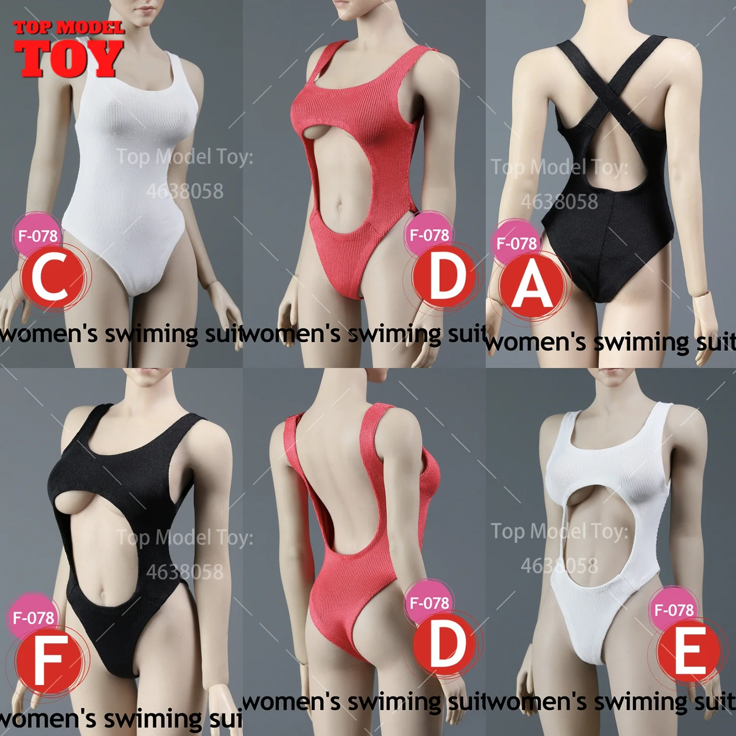 SUPERMCToys F-078 1/6 Scale Swimsuit Suit Jumpsuit Underwear Clothes Model Fit 12'' Female Soldier Action Figure Body Dolls