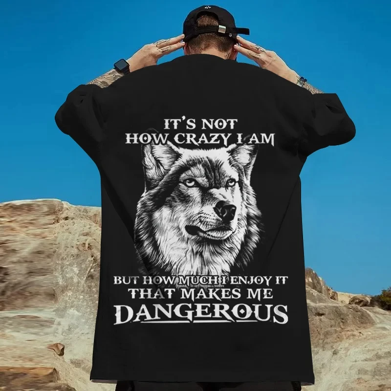 Animal T-Shirts For Men 3d Wolf Print Street Trend Hip Hop T shirt Summer Fashion Casual Oversized Short Sleeve Top Man Clothing