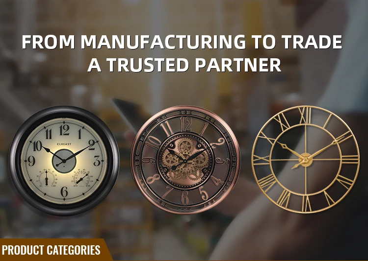 ساعة حائط خشبية كبيرة مقاس 24 بوصة - ساعة ديكور منزلية ذات تروس متحركة معدنية عتيقة للبيع بالجملة