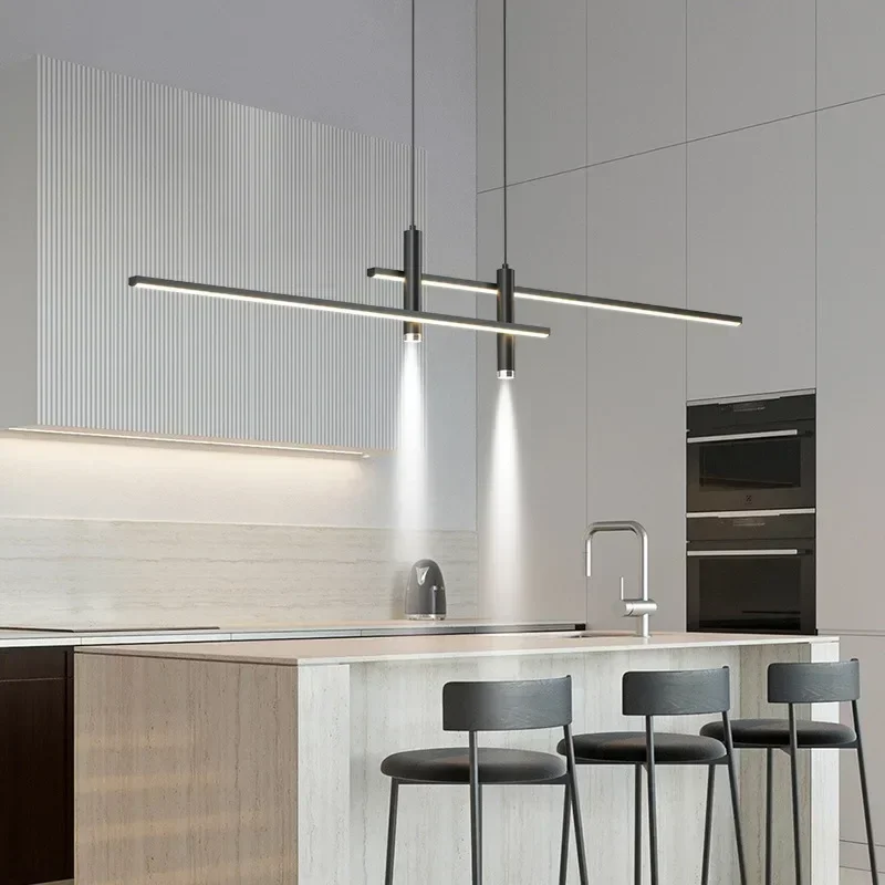 High-End Minimalist Line Suspension Chandelier Kitchen Dining Table Restaurant Decoration Pendant Lamps Led Spot Luster Lighting