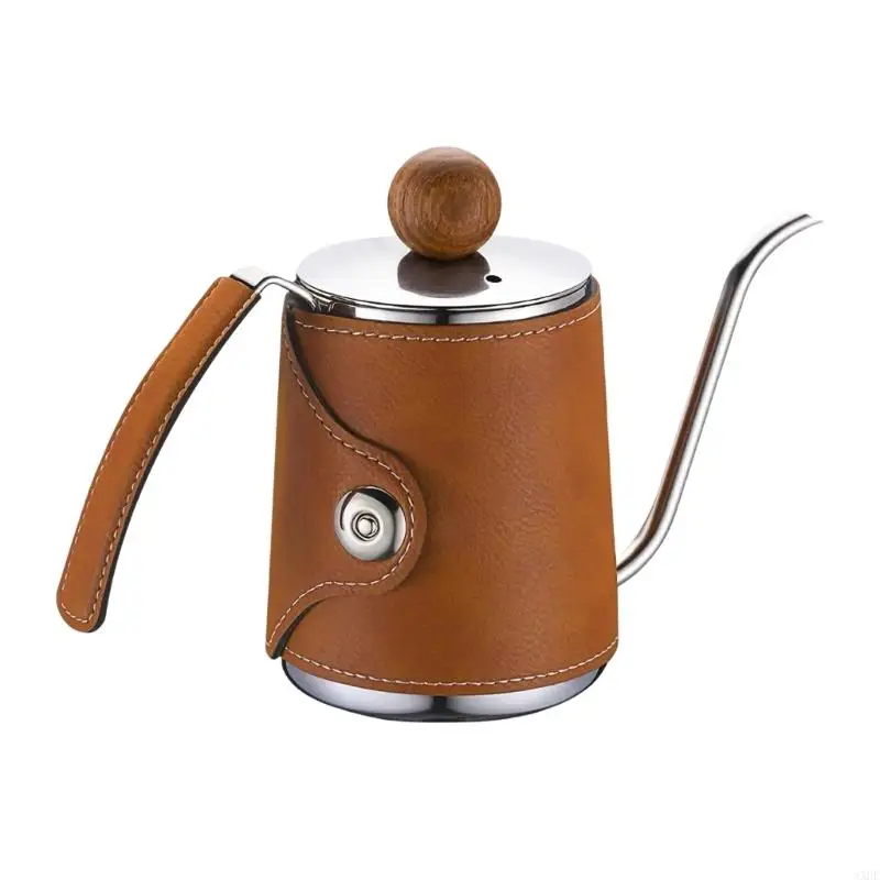3xuf коричневый кофейный чайник нежный 304 чайник из нержавеющей стали с артиктическим дизайном и кожаным рукавом
