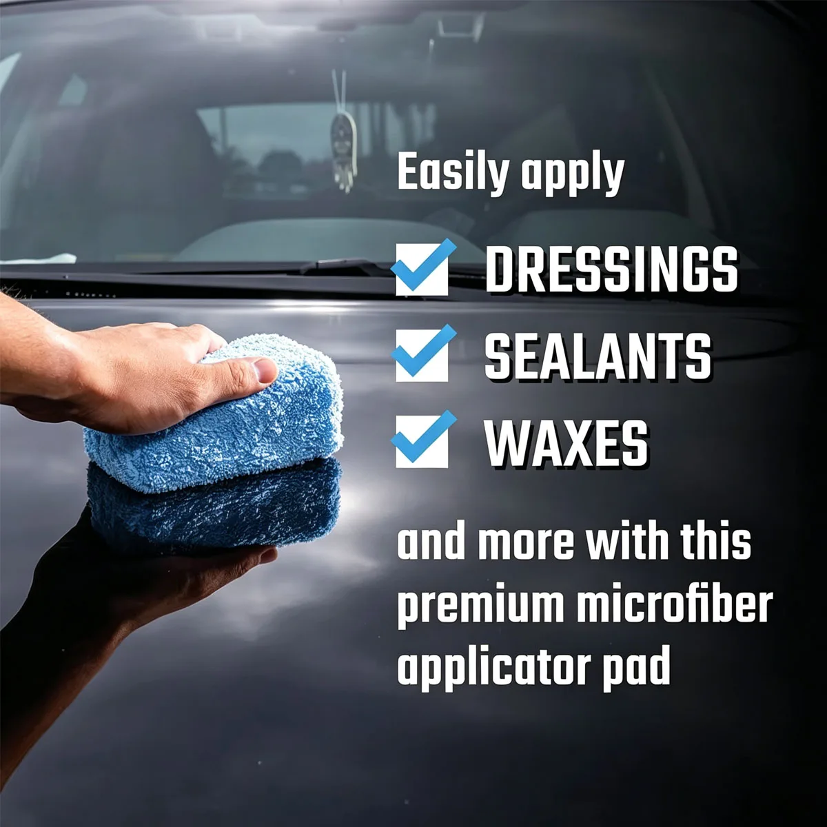 10 Pack Blue Wax Sponge for Car, Soft Microfiber Polishing Applicator Pads, Reusable Auto Detailing Foam Tool