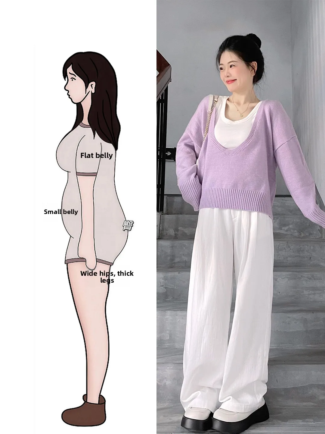 

Spring Purple Knitted Sweater Vest Wide Leg Pants Set Sweet Tee Piece Women's Clothing Casual Sle Long Sve round Ne