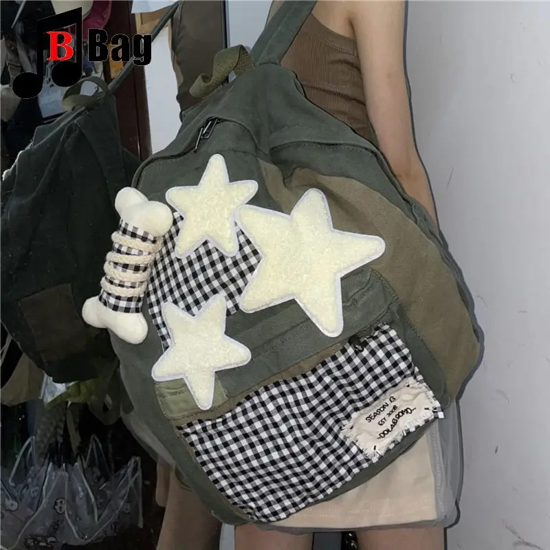 Women's Handbag Backpack Y2K Niche casual Backpack subculture Gothic Harajuku Bone Stars Large capacity punk student schoolbag