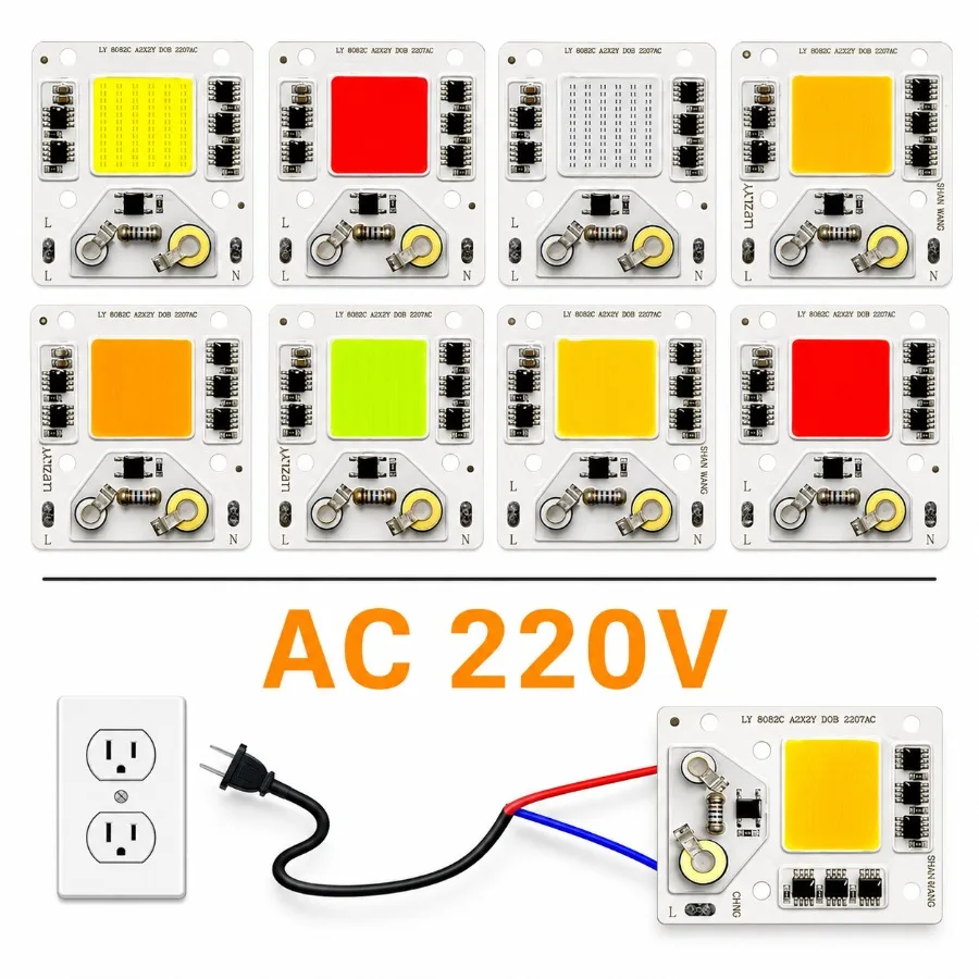 10~1PCS AC220V No Need Driver 8 Color 50W COB LED Chip Lamp Smart IC Light Source for DIY Flood Light Spotlight Outdoor Lighting