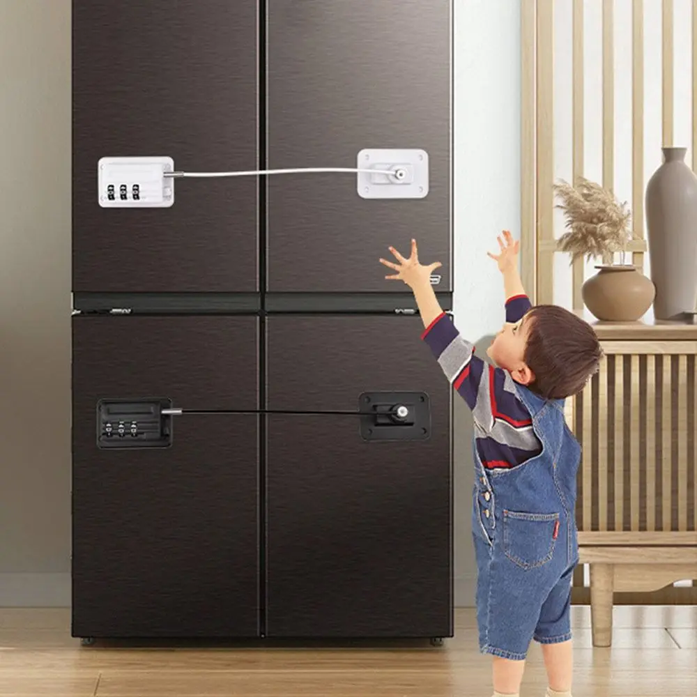 Portable Anti-pinch Hand Safety Lock Adjustable No Drilling Cabinet Lock Protection Refrigerator Door Coded Lock for Home