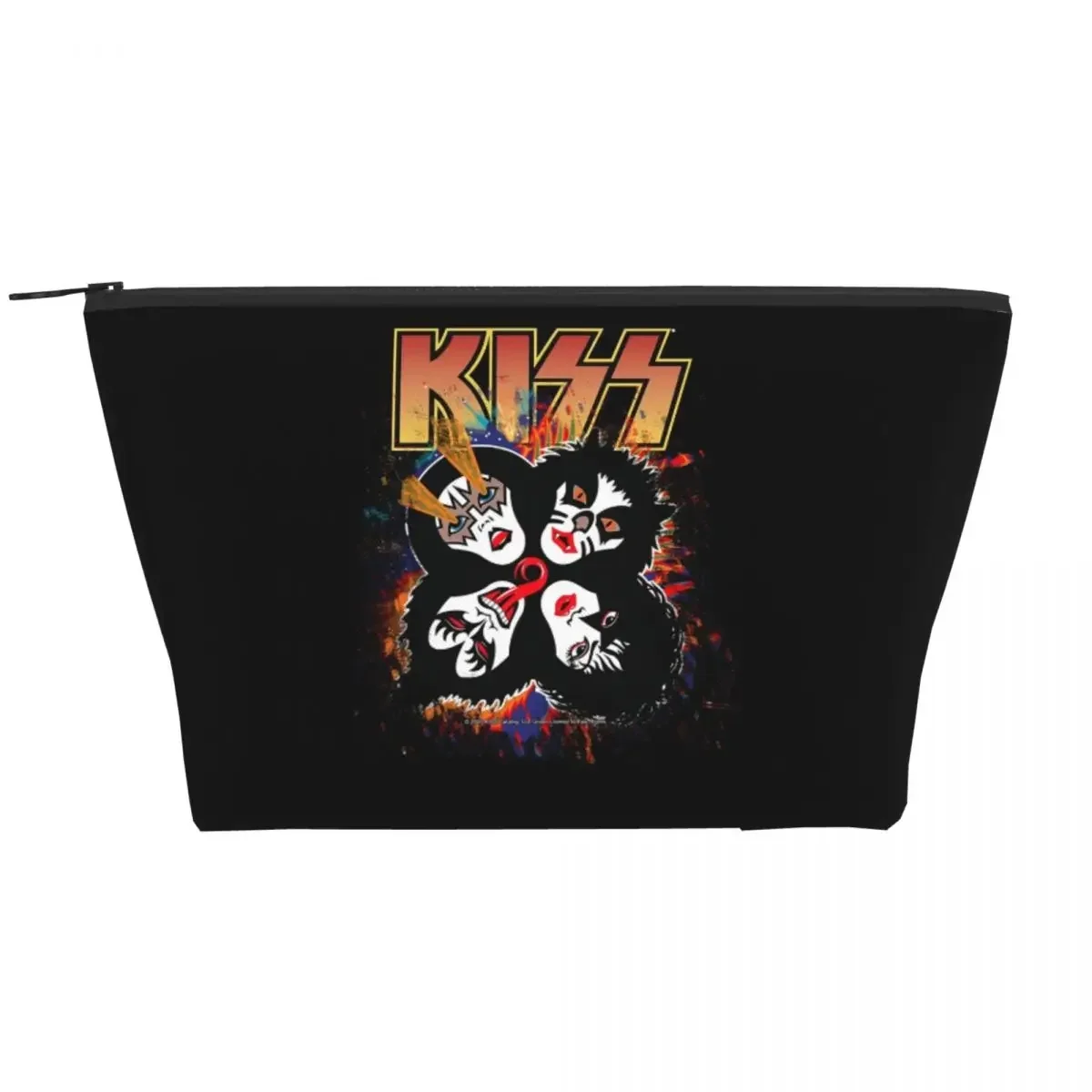 KISS The Band - Rock And Roll Over Splash Logo Makeup Bag for Travel Toiletry Storage Pouch Organizer Dopp Kit Box