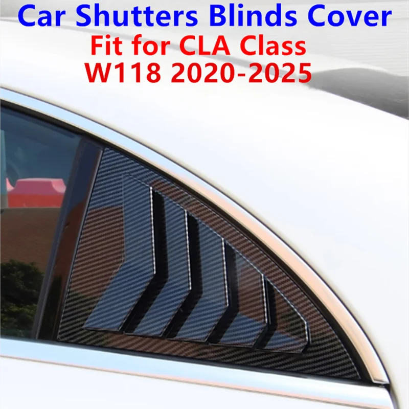 Car Rear Triangular Window Louvers Shutters Blinds Cover Trim For Mercedes-Benz CLA Class W118 2020 2021 2022 2023 2024 2025