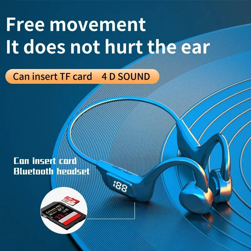 Vg06 Air Bone Conduction Headphones Tf Card Digital Display Fone Headset Hands-free Call Auriculares Sports Open-ear Earphone