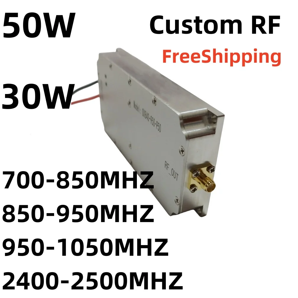 

30W 50W 700-850MHZ 850-950MHZ 950-1050MHZ 2400-2500MHZ Countermeasure Module UAV SinG Amplifier RF Anti Drone