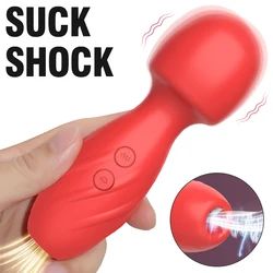 2 in1 Powerful AV Magic Wand Vibrator Female Orgasm Body Massager Nipple Clitoris Sucking Stimulates Masturbation Adult Sex Toys