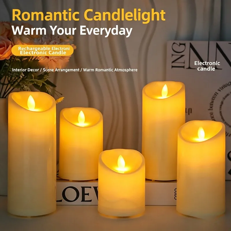 Rechargeable Led Flickering Electronic Candle with Remote Control Wedding Christmas Party Stage Decorative Atmosphere Light