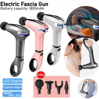 2023 touch LCD pistol muscle massage gun electric body massage gun, replaceable head extension handle