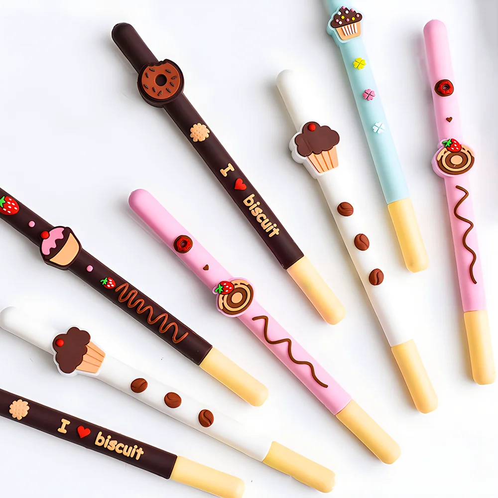 Novelty Cute Kawaii Biscuit Food Gel Pens Creative Funny Cookie Chocolate Gel Ink Pen Elegant Writing Fancy Aesthetic Stationery