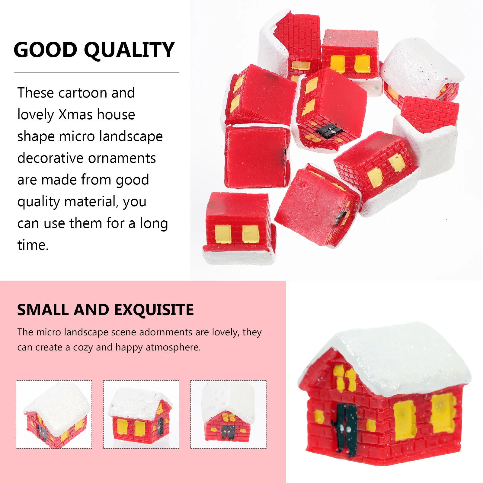 

10Pcs Miniature Succulent Decorative Pieces Lovely Resin Xmas House Ornament for Christmas Home Office Desk Landscape Decoration