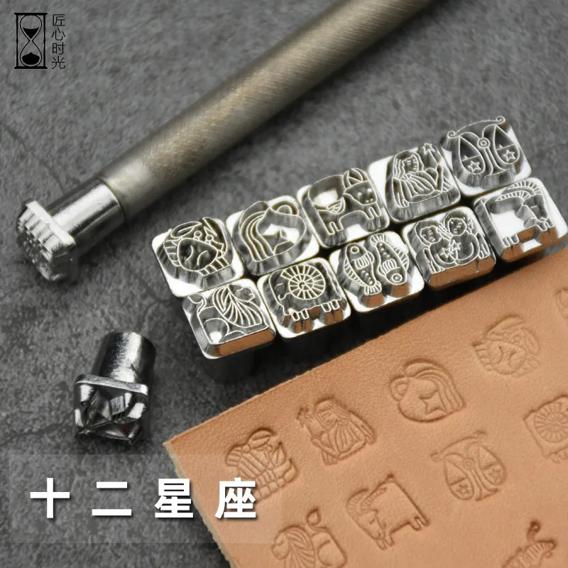 Leder-Prägewerkzeug-Set: Sternzeichen- und Tang-Grasmuster für handgefertigte DIY-Ledergravuren – Detail 3