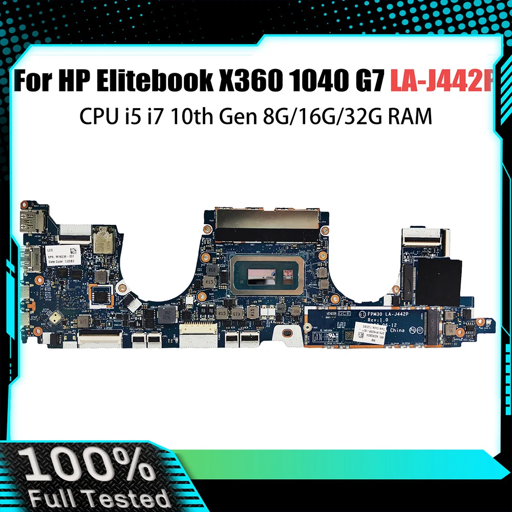 LA-J442P Notebook Mainboard For HP Elitebook X360 1030 G7 Laptop Motherboard CPU i5 i7 10th 8G/16G/32G RAM M16069-001 M16069-601