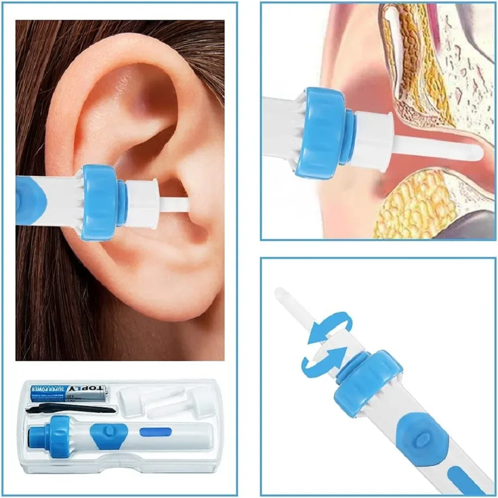 Nettoyeur d'oreille électrique sans fil, Vibration sûre, indolore, cuillère d'oreille en silicone, ensemble d'outils de retrait de cire pour adultes, nettoyeur de nez, Trimer