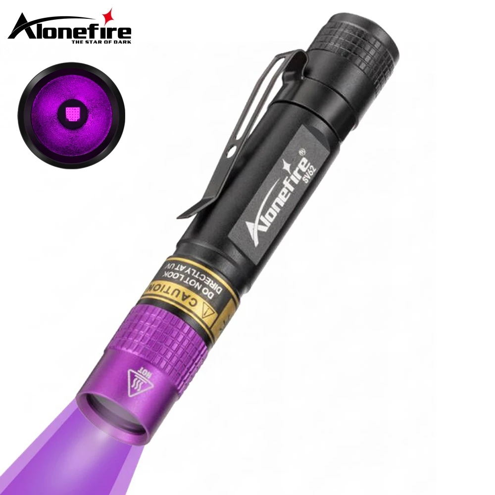 SV62 3W UV 365nm LED Flashlight AAA Mini Pen Ultraviolet Torch Money Marker Ore Pet Urine Stain Scorpion Black Light Detector