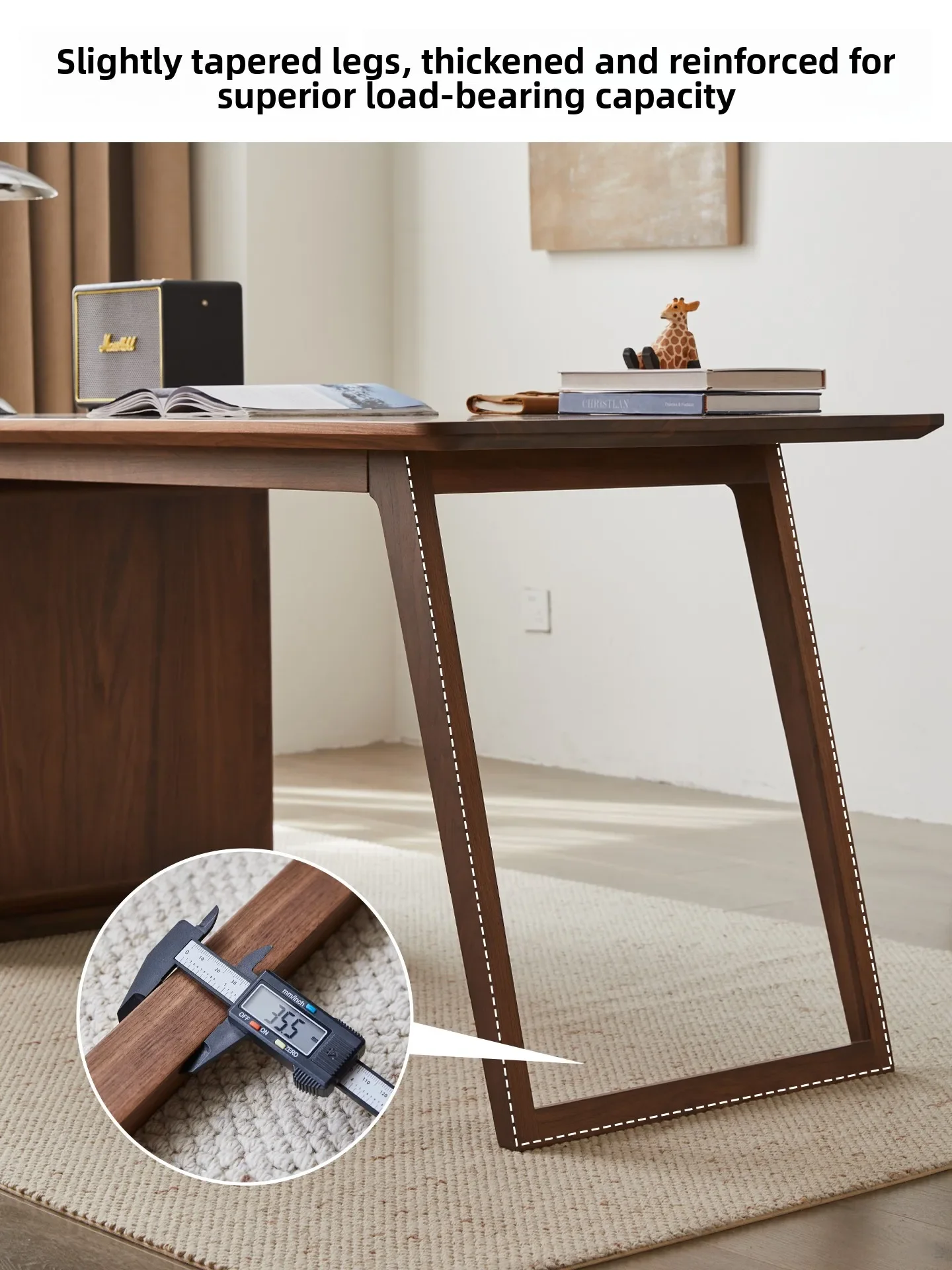 

O15- black walnut desk living room home desk solid wood furniture drawer cabinet desk modern simple long table