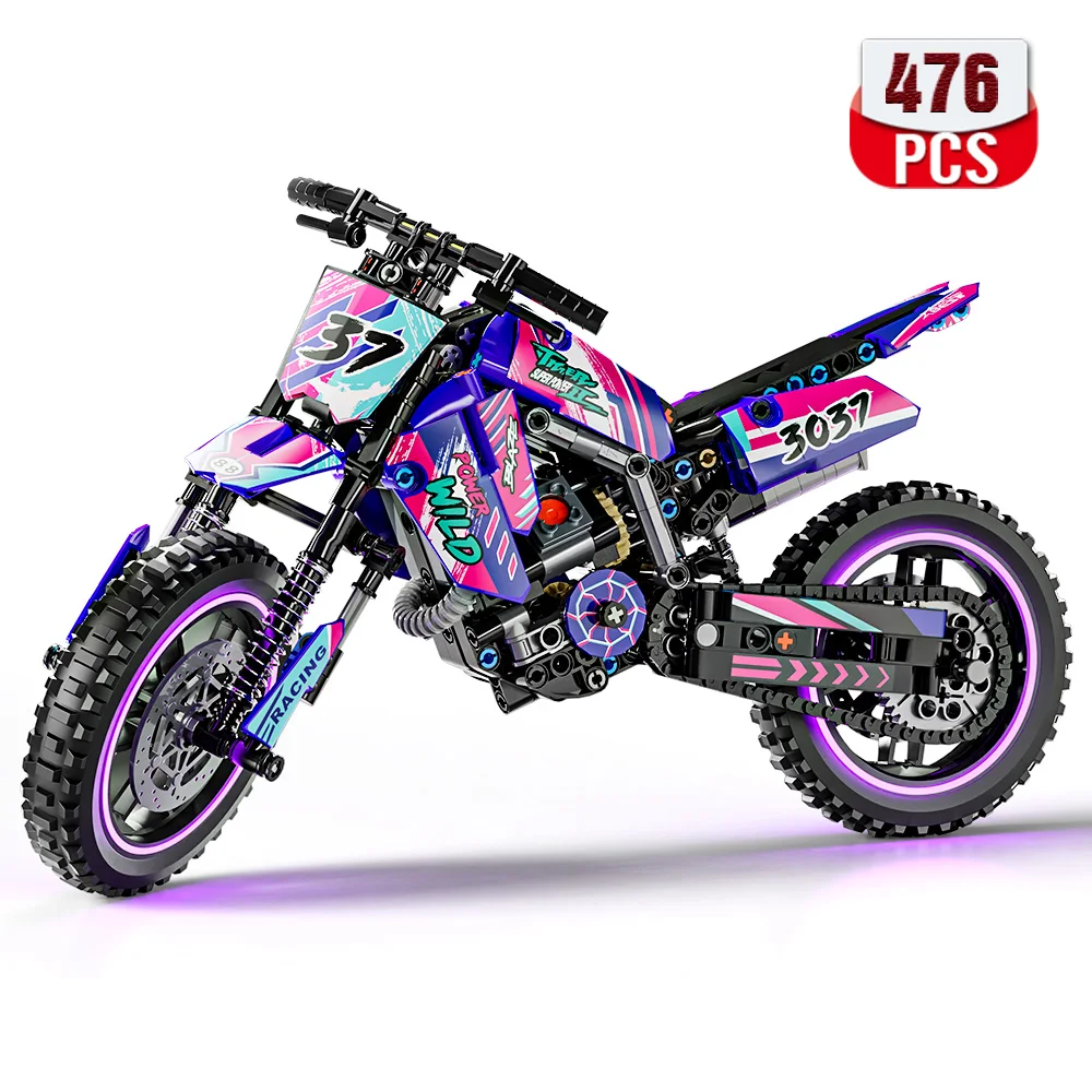 新! テクニカル MOC レーシングバイクモデルビルディングブロックエキスパートオフロード機関車車両モデルレンガのおもちゃギフト子供のため