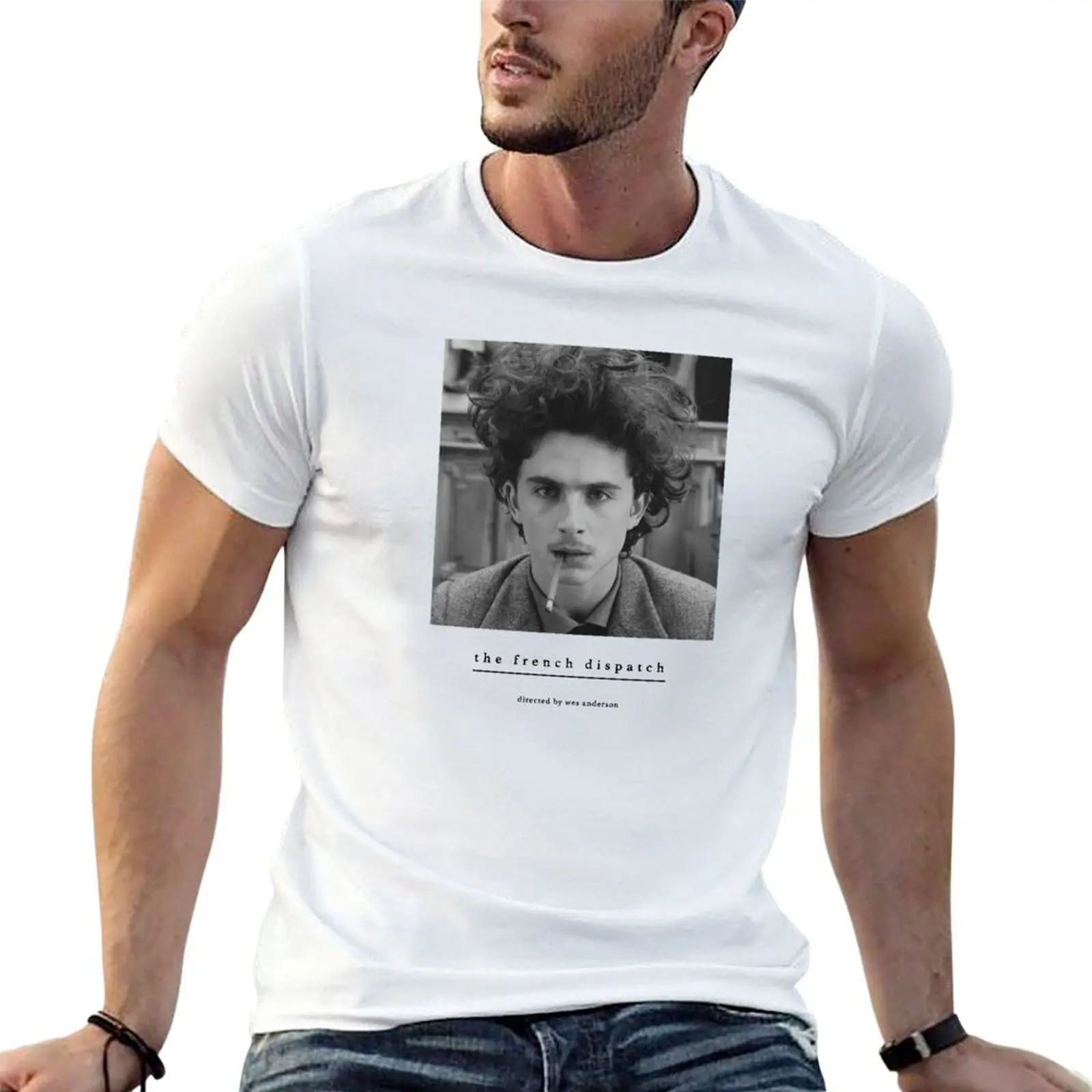 Camiseta de The French Dispatch (Wes Anderson) con Timothee Chalamet, Saoirse Ronan, Adrien Brody, camisetas para hombre, camiseta informal para hombre
