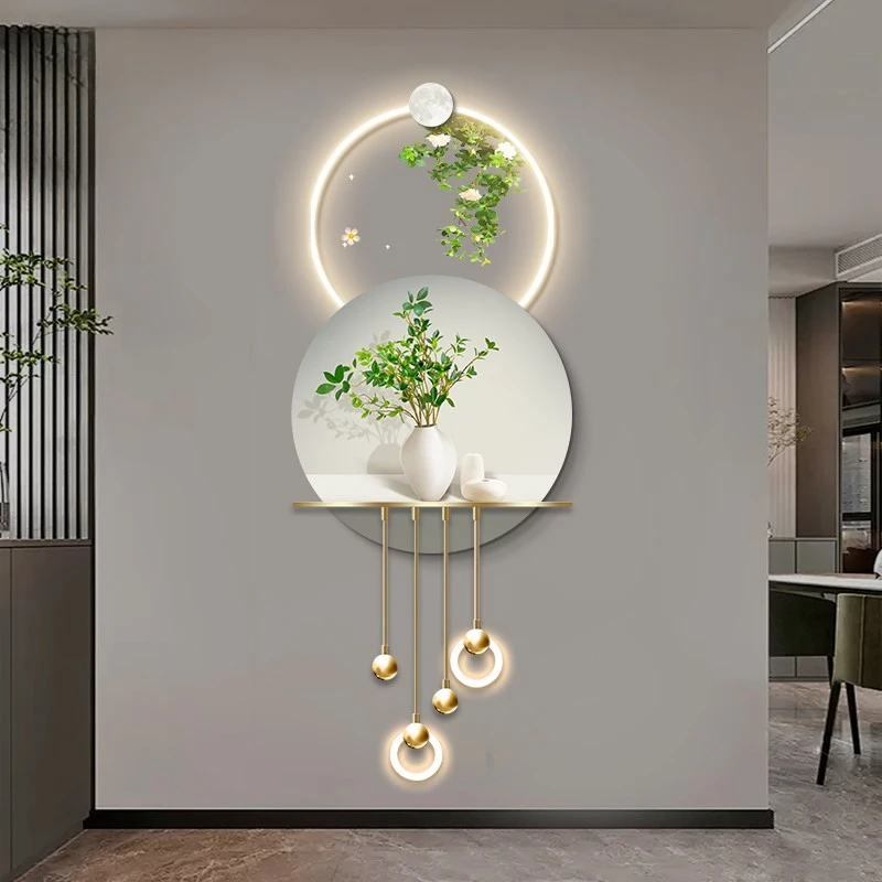 Simple green plant entrance decorative painting high-end creative acrylic three-dimensional LED wall lamp entry corridor aisle h