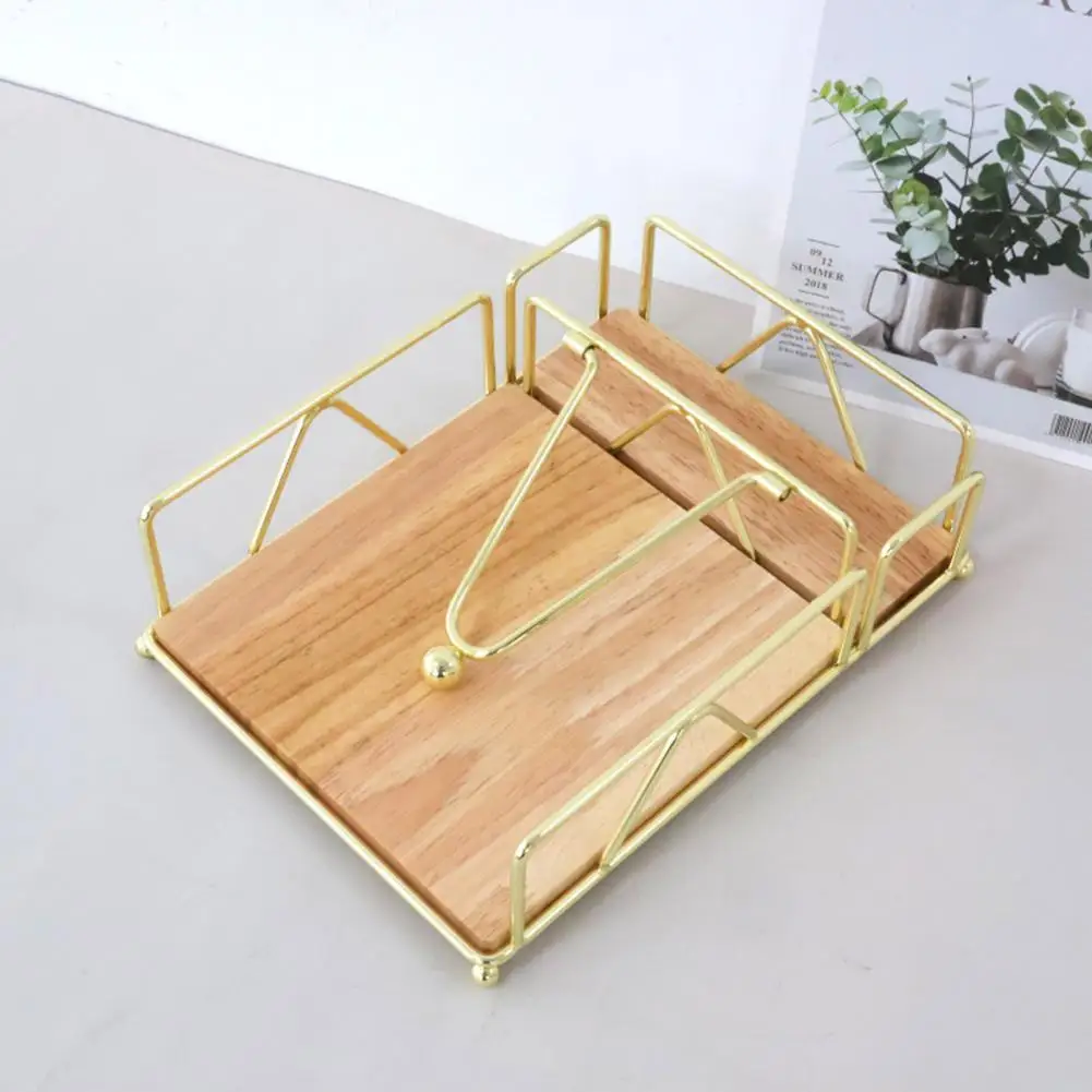 

Desk Napkin Organizer Wooden Kitchen Napkin Holder with Weighted Metal Arm for Countertop Organization Smooth for Easy for Home