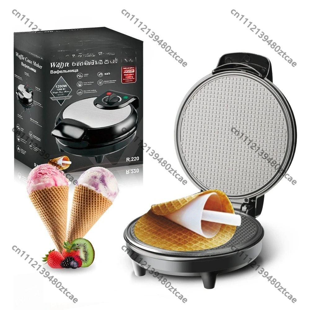 1200W Electric Egg Roll Maker Multifunctional Non-Stick Baking Pan for Crepe Ice Cream Cone Breakfast