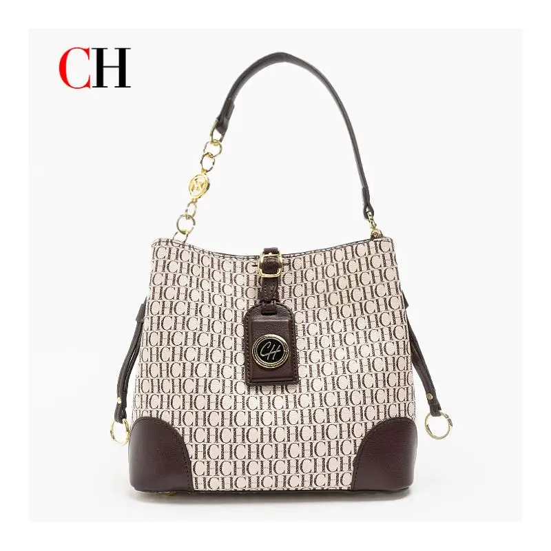 CH Women Vintage Print Handbag PU Leather Shoulder Bag Large Capacity Tote Bag Ladies Crossbody Purse Fashion Top Handle Bag